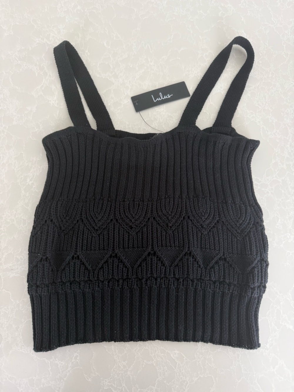 Lulu's Black Ribbed Knit Cropped Camisole